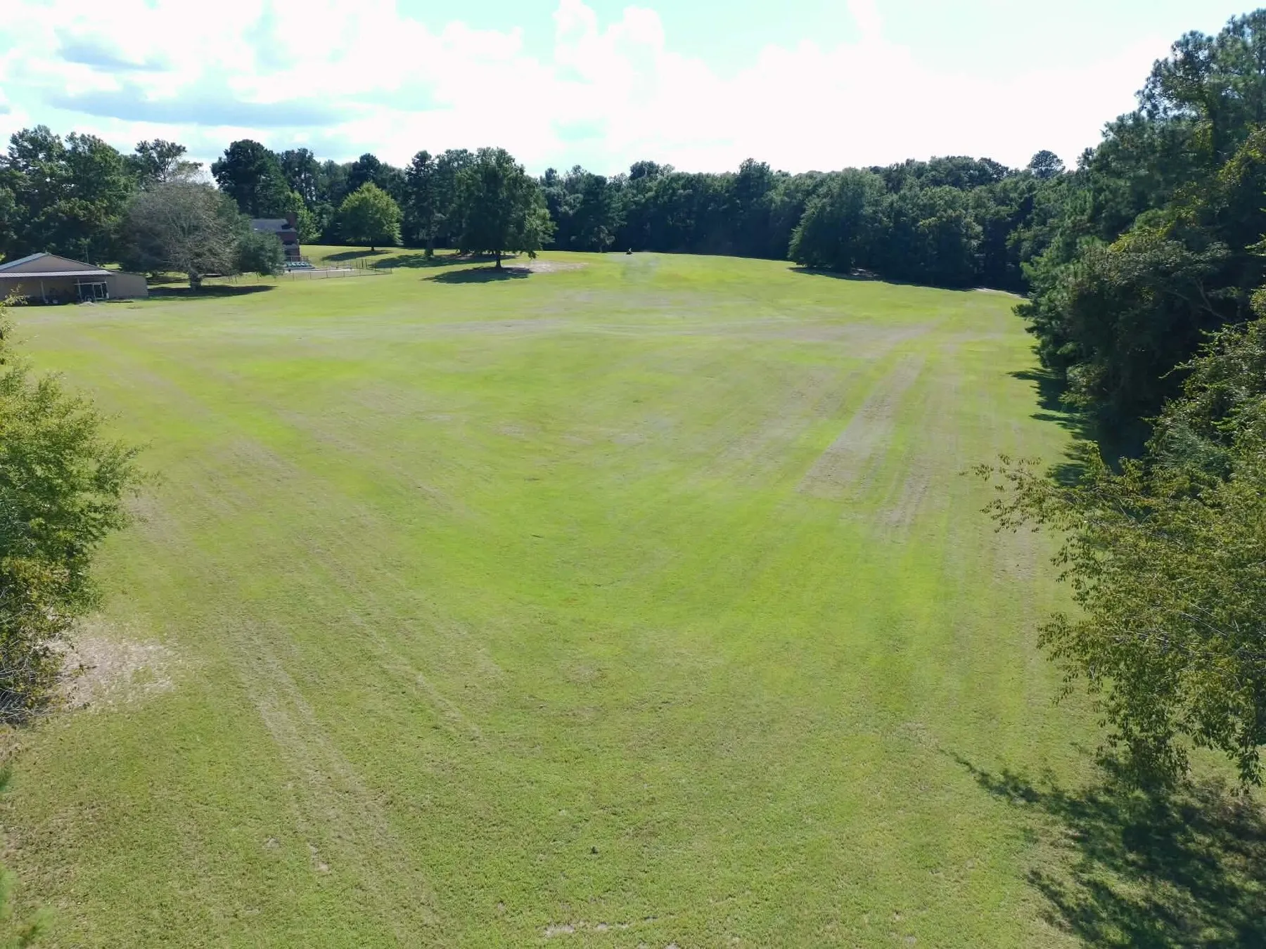 Wide open field mowed down to a clean finish